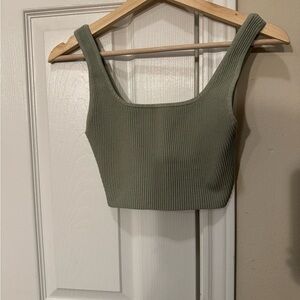 Aritzia Sage Green Ribbed Tank Top